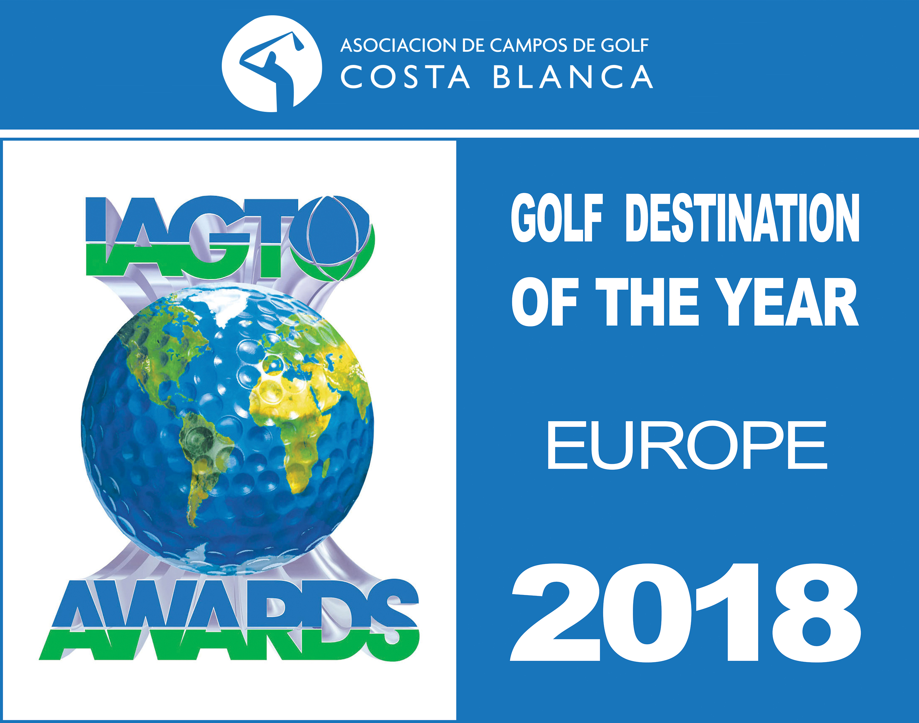 Destino europeo de golf del año, golf costa blanca, asociacion